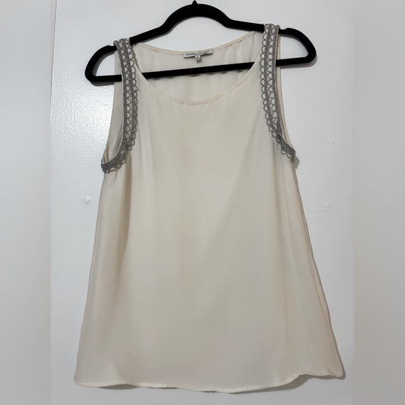 REBECCA MINKOFF Women's Chalk Beaded Trim Mahesh Top - Sz Small - Picture 1 of 4